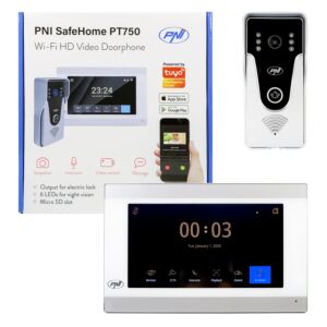 Interfon video inteligent PNI SafeHome PT750 WiFi HD, P2P, monitor interior, aplicatie dedicata Tuya Smart, integrare in